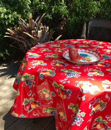 Laminated cotton aka <strong>oilcloth tablecloth</strong> TAILORED, DRAPED, or fitted with ELASTIC, Blue Denim by Splashfabrics. . Round oilcloth tablecloth